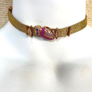 Keepsake Slide Rhinestone Owl Choker‎ Necklace